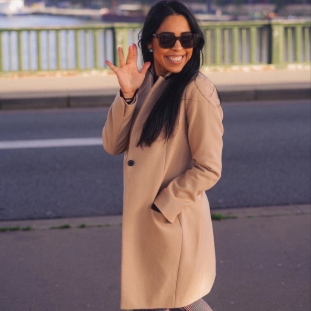 All Saints Pea Coat Leni Wool in Camel Beige